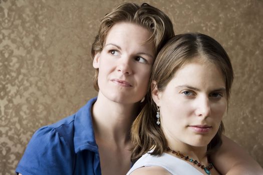 Portrait of Two Pretty Young Women Friends