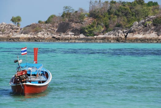 Longtail boat at a beach