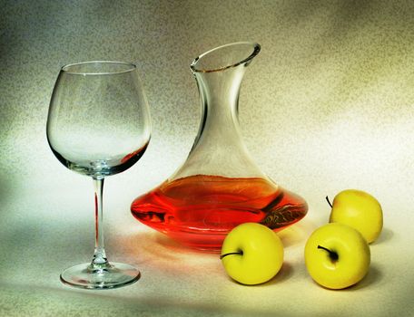 Decanter and apples (still-life)