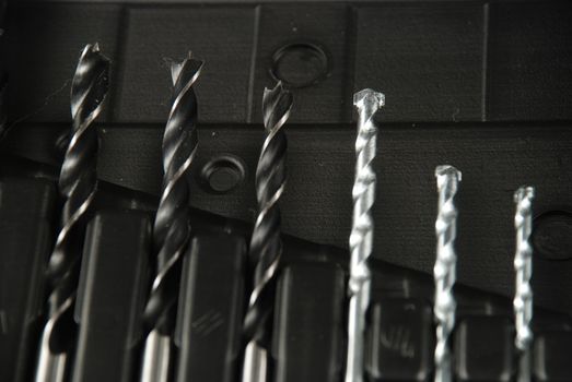 stock pictures of a set of drill bits used to make holes