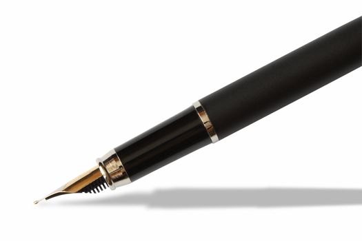 Nice black fountain pen isolated on white background with clipping path