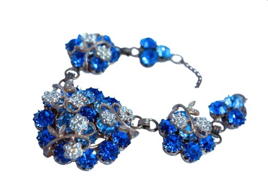 ornament for the beloved, blue necklace, gem stones, glitter and luxury, yuverirnoe product