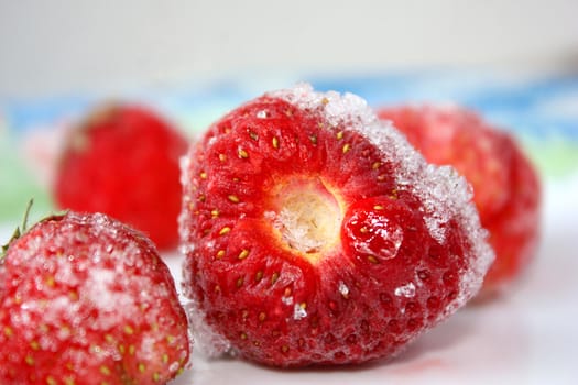 Ripe strawberries, frozen strawberries, fresh berries, juicy strawberry