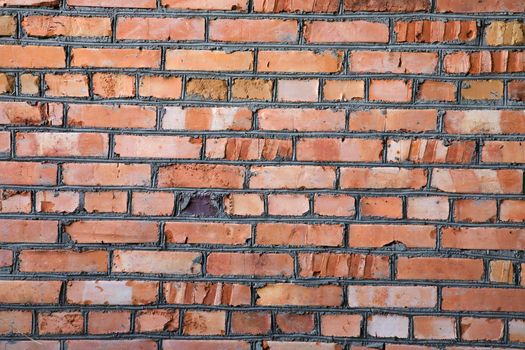 Red old brick wall structure