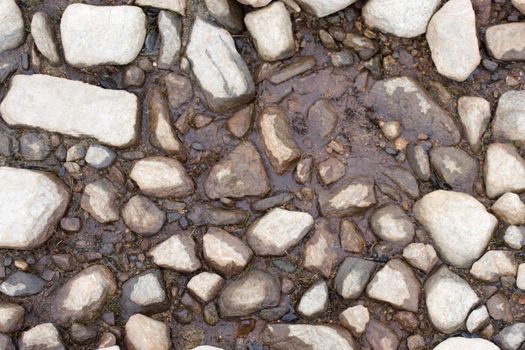 Stony ground on coast of lake