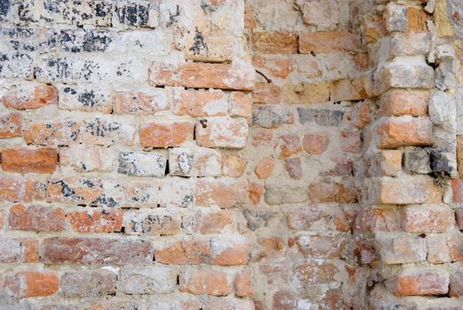 Urban decay wall texture with clay bricks