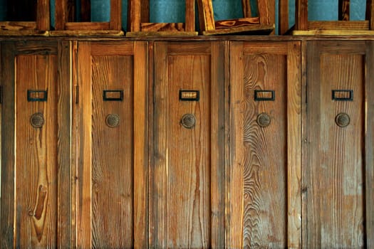 Old wooden lockers from the 1940's.
