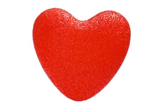 A red love heart isolated on a white background
