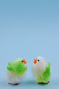 two chickens talking, communication concept