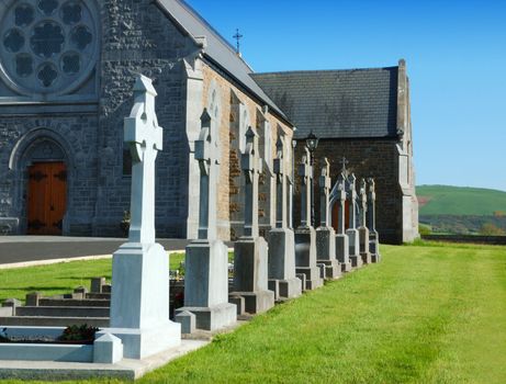 Rural roman catholic church in summertime