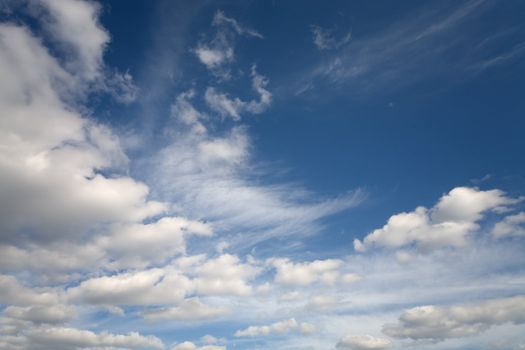 The cloudy blue spring sky