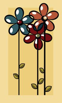 Art deco illustration with stylized flowers