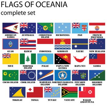 Flags of Oceania, all countries in original colors