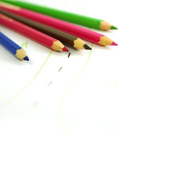 Colouring pencils with drawing