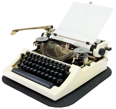 Typewriter with the inserted leaf of a paper in the carriage