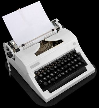 Typewriter with the inserted leaf of a paper in the carriage