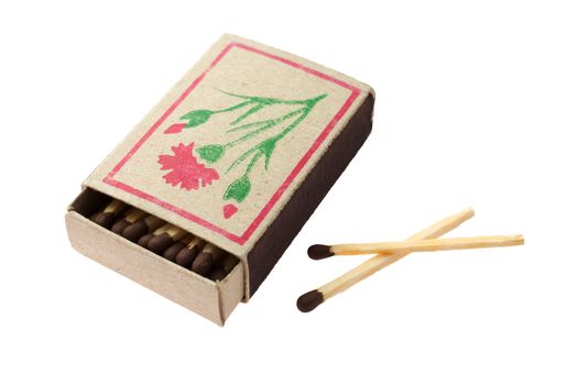 Boxes of matches on a white background