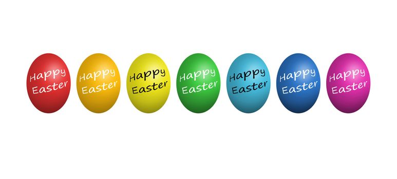 Colorful easter eggs isolated on white background
