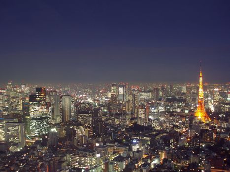 a view of tokyo from above at dusk