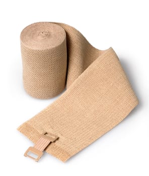 An isolated image of a medical bandage.
