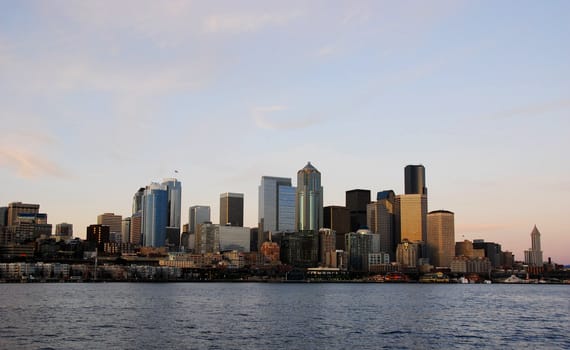 view of Seattle downtown at sun set