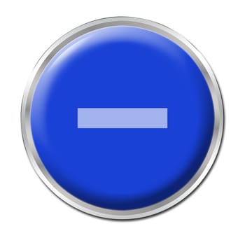 a round blue button with a symbol minus