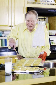 Senior baking cookies