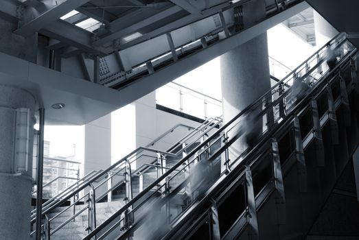 Business people walk on elevator busy to go into office in modern buildings.