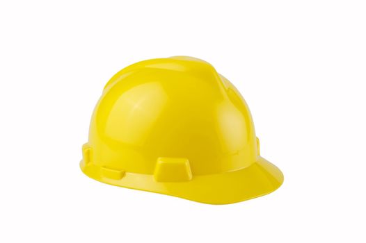 Image of a yellow construction hard hat on white background