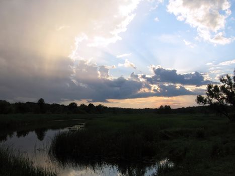 Sunset on the river.Russia.Bityug.