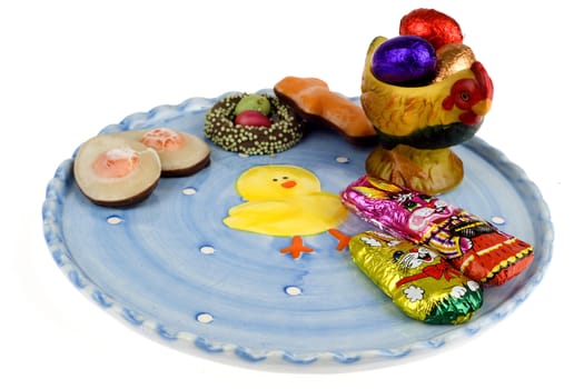 a plate with chocolate candies for easter