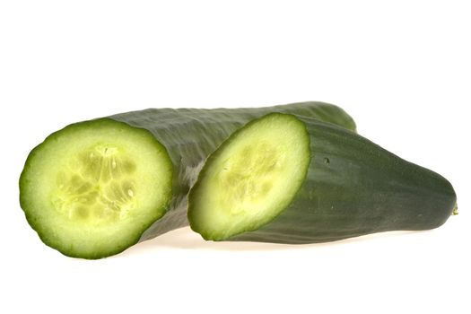 a fresh and healthy cucumber cut in two
