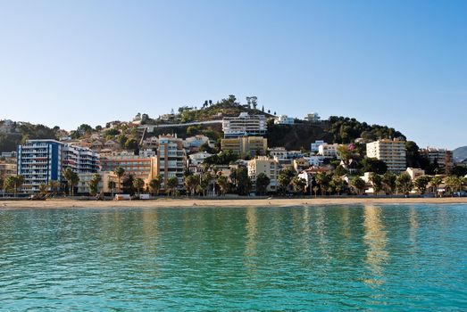 Malaga, Spain cityscape  view from the sea.