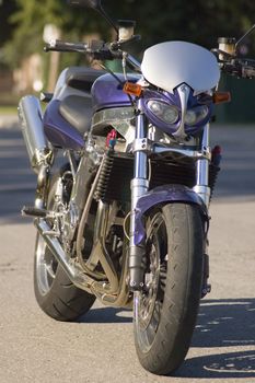 a motorbike exposed on the street