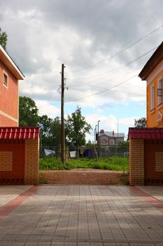 town contrasts, Russia. for show  facade and courtyard