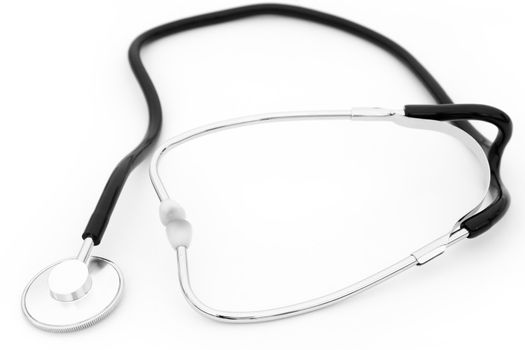Small medical stethoscope on a white background