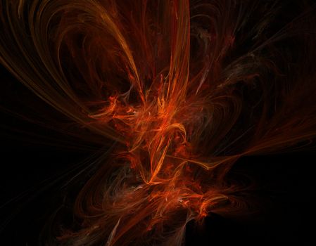 Red flame storm in dark space (3d pattern)
