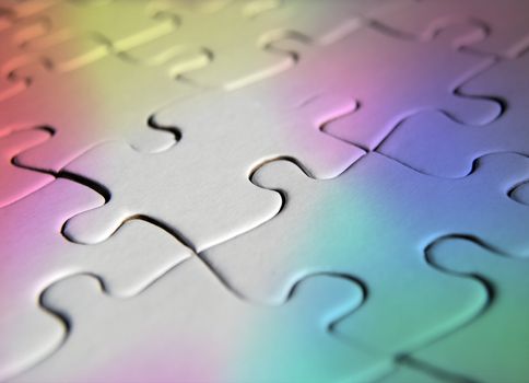 Plain jigsaw puzzle with rainbow colours