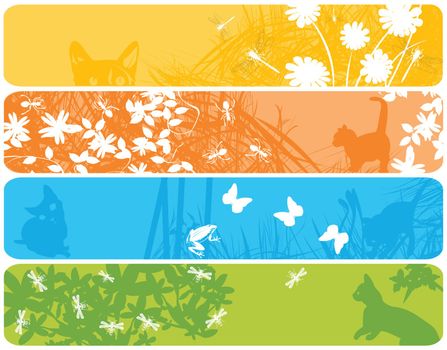 Four web banners announcing the spring