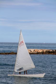 sailing boat on vacation, summer scene at the beach on the resort