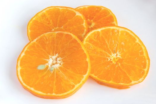 fresh orange slices against a light background