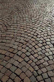 Cobblestone road background taken in an old European city.