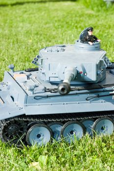 German heavy tank of World War II model on a grass