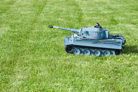 German heavy tank of World War II model on a grass