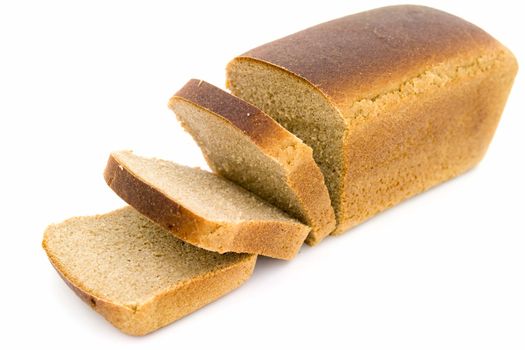 black bread loaf on a white background.