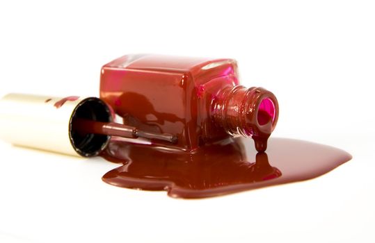red enamel - bottle and brush