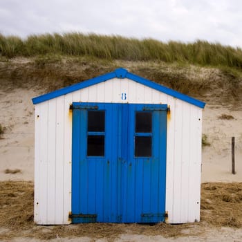 a beach-house with number 8