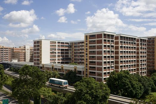 Residential area in Singapore with LRT.