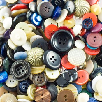 Assorted vintage sewing buttons background
