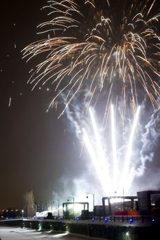 Fireworks over the Montreal's Lights Festival